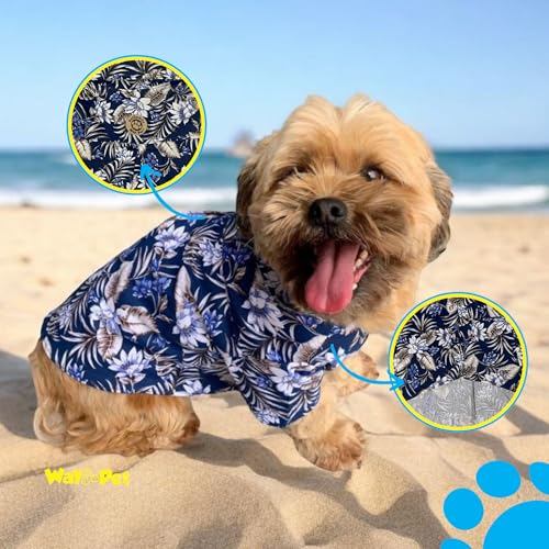 WAY PET Camisa Dog Havaiana com Botões, Camisa para Cachorros, Roupas de Verão para Cachorro, Camisa