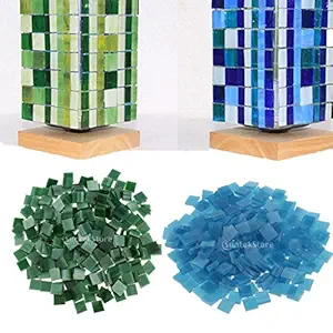 ELECTROPRIME 320g Glass Pieces Mosaic Making Tiles Tessera for Arts DIY Crafts Blue&Green