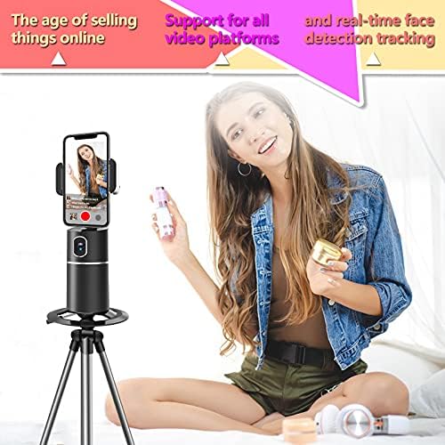 Smart Tracking HolderNO APP Required, Ushining Auto Face Tracking Cellphone Mount AI Tracking Tripod Selfie Stick Smart for Live Streaming/Vlogging/Video Shooting/All Phones/Tablets/iPad
