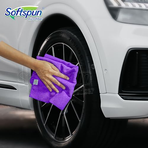 SOFTSPUN Microfiber Cloth 5pcs 40x40cms 340 GSM Multi-Color! Thick Lint & Streak-Free Multipurpose Cloths Automotive Microfibre Towels for Car Bike Cleaning Polishing Washing & Detailing. (Image - 3)