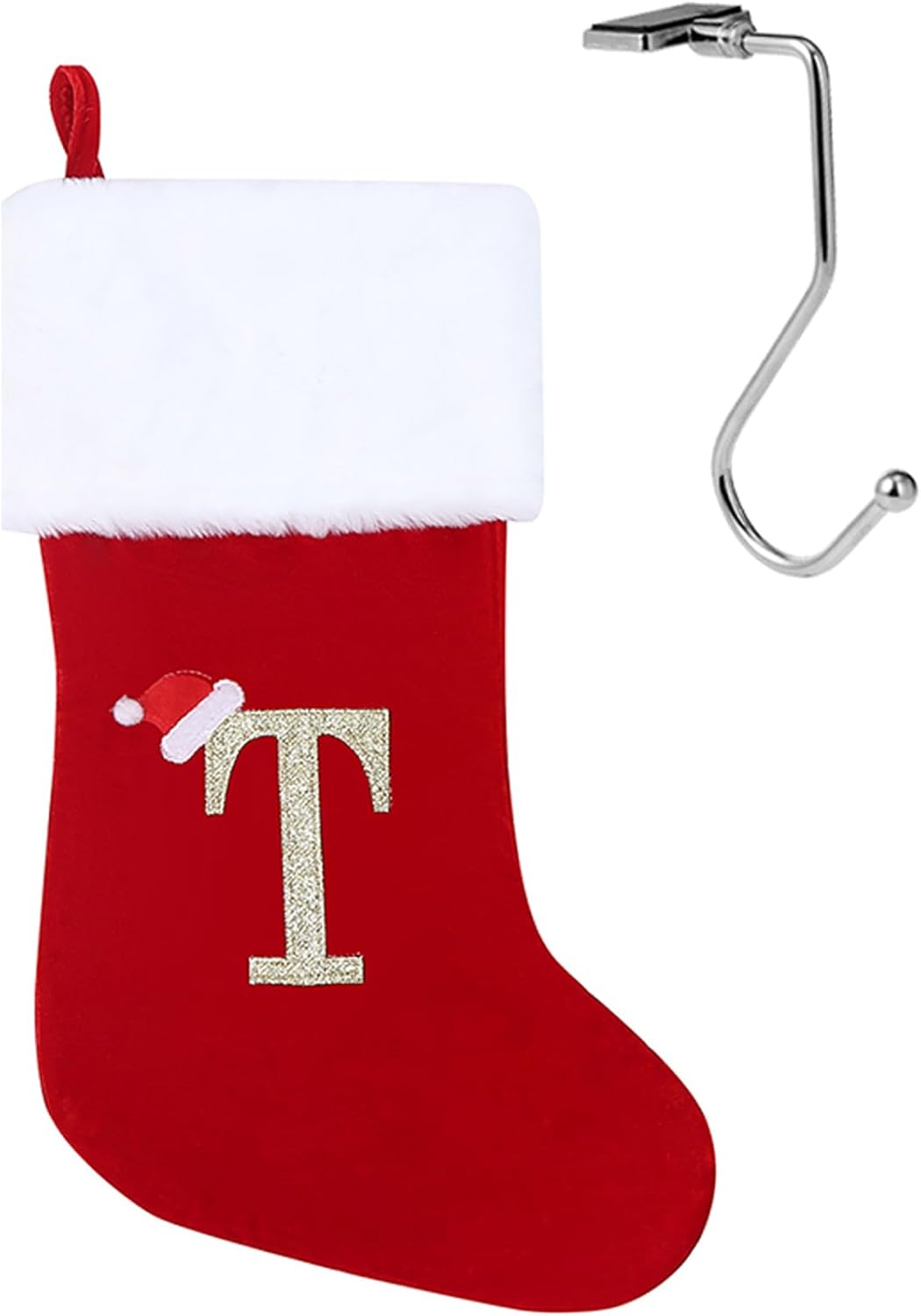 infleesh 20 Inches Monogrammed Red Christmas Stockings Holder with Letters,Super