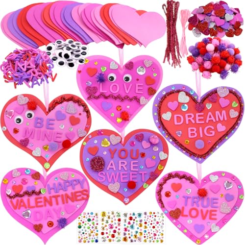 Fancy Land Valentine's Day Foam Heart Ornaments Craft DIY Valentine...