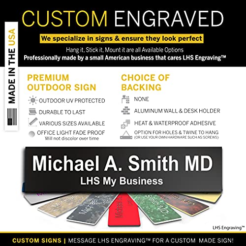 Lhs My Business | Engraved Custom Door Plate Black Plastic Office Door Sign With White Letters | 2X8 - B2 #TOP1