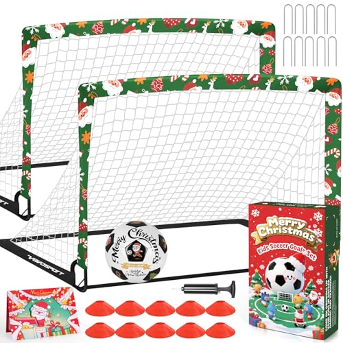Image of Kids Soccer Goals for Backyard Set - 2 of 4' x 3' Portable Soccer Goal Training Equipment, Pop Up Toddler Soccer Net with Soccer Ball, Soccer Set for Kids and Youth Outdoor Games, Sports, Play