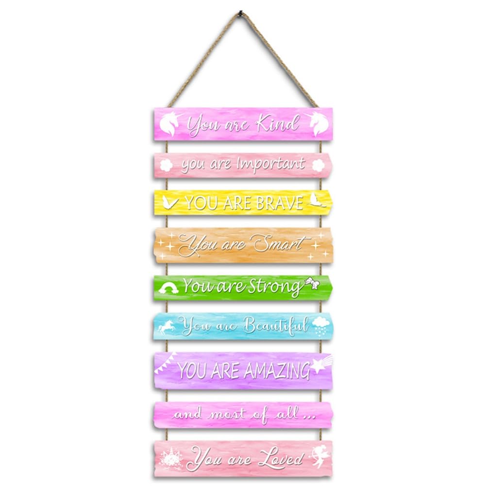 CTRLZS Rainbow Wall Decorations Toddler Room Wood Sign Nursery Decor Bedroom Inspirational Wall Art for Kids