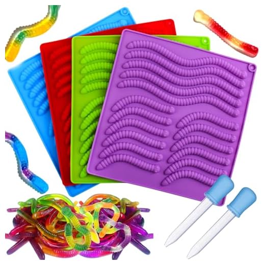 Palksky 4PCS gummy worm molds silicone for gummies candy, large fruit snack molds for kids