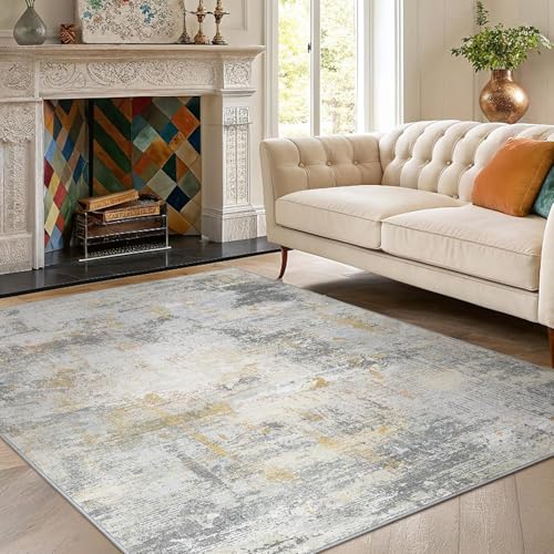 Tapis grand format lavable pour salon moderne sans risque de glisse