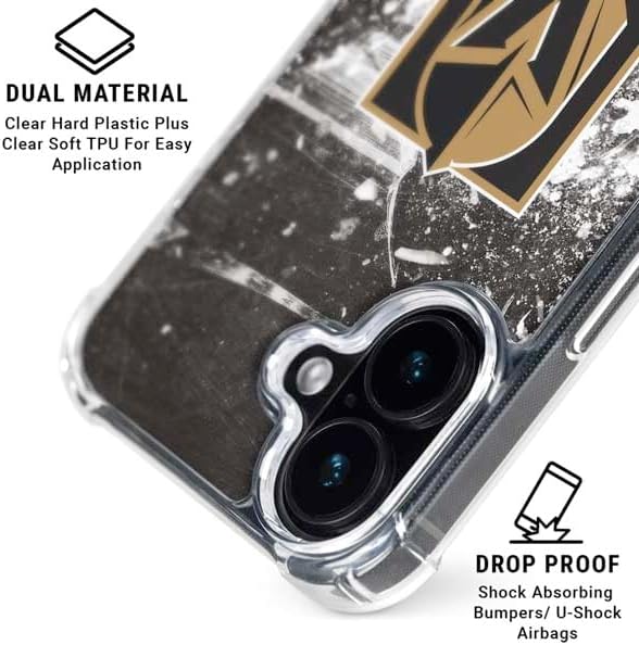 Skinit Clear Phone Case Compatible with iPhone 16 - Officially Licensed NHL Vegas Golden Knights Frozen Design