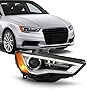 AKKON - Fits 2015-2016 Audi A3 Quattro S3 [HID/Xenon] Non-AFS LED DRL Projector Chrome Headlight Passenger w/o Curve Lighting