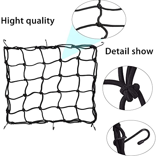 Pacote com 2, rede de carga para motocicleta de 38 x 38 cm se estende até 76 x 76 cm com 6 ganchos d