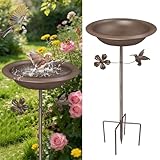 Bseical Vogeltränke Stehend, Vogelbad für Draußen Garten, Metall Vogelbecken Schüssel Wassertränke für Vögel, Vogeltränke Winterfest Futter Wasserschale Bird Bath, 86 x27cm