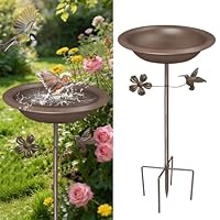 Bseical Vogeltränke Stehend, Vogelbad für Draußen Garten, Metall Vogelbecken Schüssel Wassertränke für Vögel, Vogeltränke Winterfest Futter Wasserschale Bird Bath, 86 x27cm