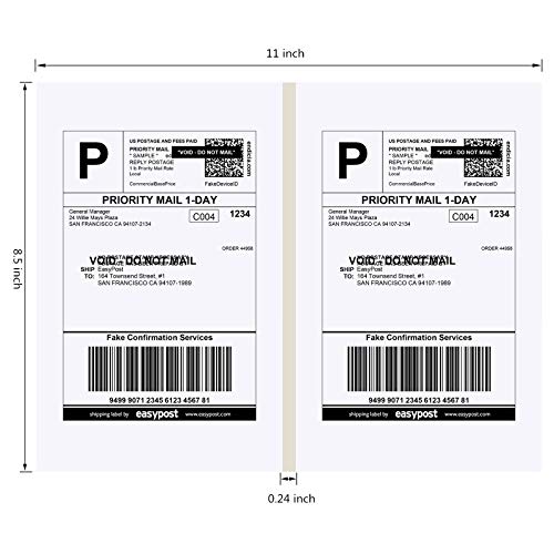 BESTEASY 200 Half Sheet Self Adhesive Shipping Labels, Laser/Ink Jet White Blank Shipping Labels Address Labels (100 Sheet Total 200 Labels) - Thumbnail 6