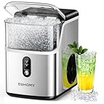 EUHOMY Nugget Ice Makers Countertop, Pebble Ice Maker Machine with 35lbs/24H Soft Ice, Self-Cleaning Sonic Ice Maker with Ice Scoop&Basket for Home/Kitchen/Office(Stainless Steels)