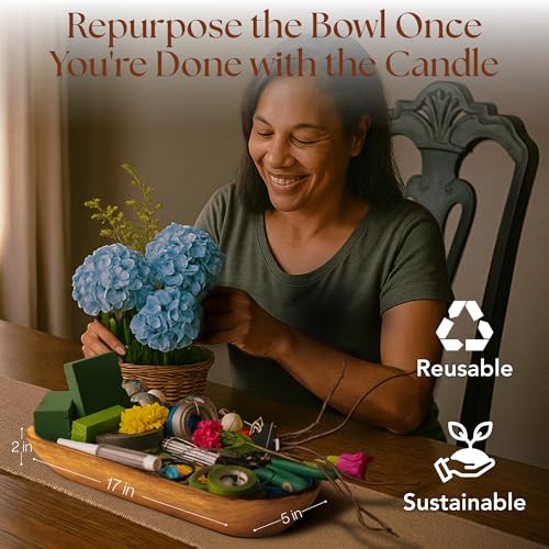 Dough Bowl Candle Co. Apple Maple Bourbon Soy Candle - 6 Wick Rustic Farmhouse Decor Odor Eliminator in Wooden Bowls, 32 Ounce Wooden Dough Bowl Candle, All-Natural Gifts for Women and Men by Dough Bowl Candle Company - Image 6