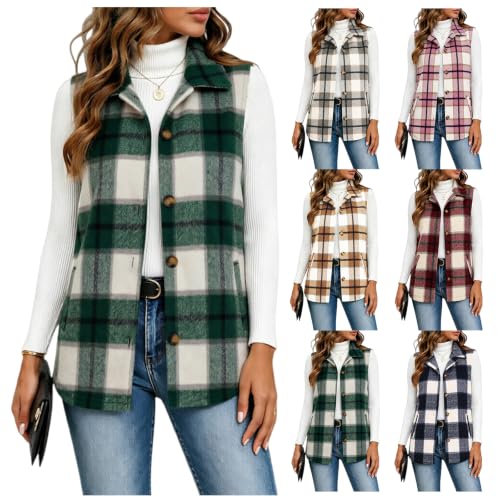 Toumov Plaid Vest for Women Flannel Jackets Sleeveless Shacket Shirt Jacket - image 1