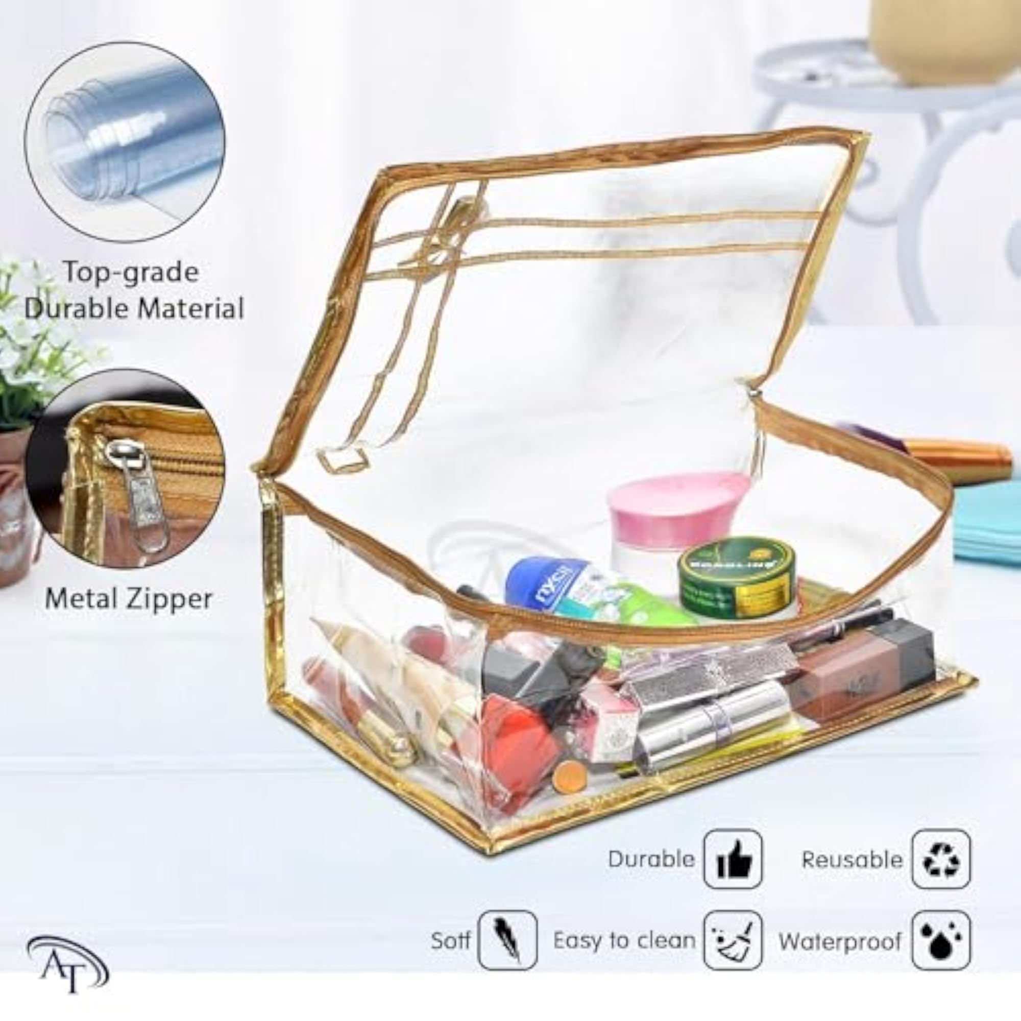 Transparent Toiletry Pouch for Women, Waterproof PVC