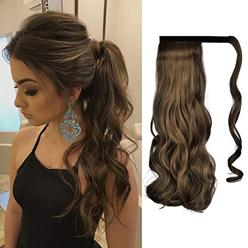 FEHSFEN Wrap Around Ponytail Hair Extensions Long Clip in Synthetic Hair Ponytail Hairpieces for Women