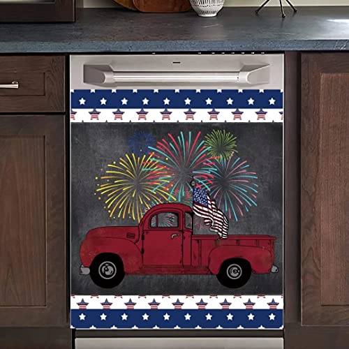 Pentagram Sweet Home Magnetic Dishwasher Sticker, Farmhouse Wooden Kitchen Decorative Refrigerators Cover Star Magnet Decal, Magnetic 23"x26"INCH