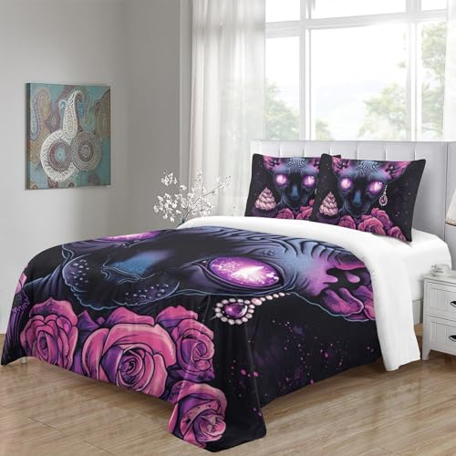 Parure de lit chat 3D microfibre pour chambre d'ado moderne