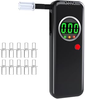 Breathalyzer,Alcohol Tester with LCD Digital Display,Breathalyzer with 10 Mouthpieces for Home and Party Use(Black)