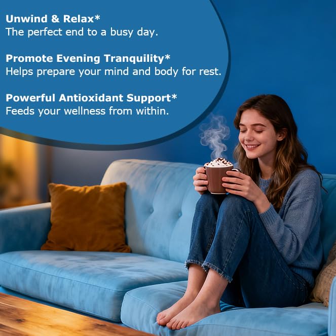 Mushroom Hot Cocoa, Melatonin-Free Natural Relaxation Drink Mix | 14 Mushroom Extracts, Magnesium, Ashwagandha, GABA & 51 Superfoods | Calm & Sleep Support | Keto & Vegan, Cocoa Powder | 30 Servings - Image 4