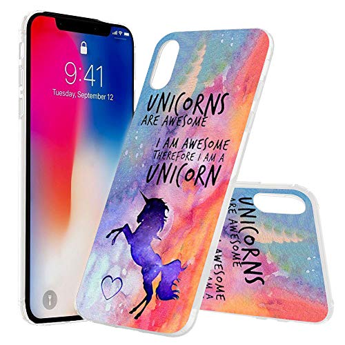 Premium leichte Schutzhülle für Handymodell, einzigartiges Design, Hartschale, dünne Passform, Kratzfest, Schwarz, Unicorn 0003, iPhone XS MAX