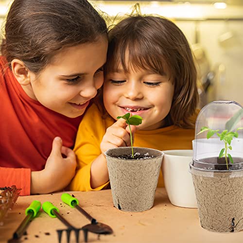 Hahood 60 Set Plant Seeding Pots with Humidity Dome, 3 Inch Brown Biodegradable Seed Starter Pots, Plant Nursery Pots with Plant Labels for Seedlings, Garden Vegetable Germination - Image 6