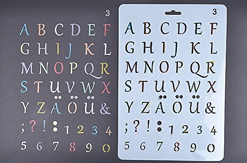 Plantilla con letras para niños, de Amupper, flexible, de plástico, tamaño de 25,9 x 17 cm, plástico, Blanco, letterring03