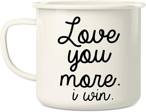 Miniatura 2 de Retreez Taza de café Love You More I Win de acero inoxidable esmaltado de 16 onzas para campamento, fogata, divertido regalo de cumpleaños