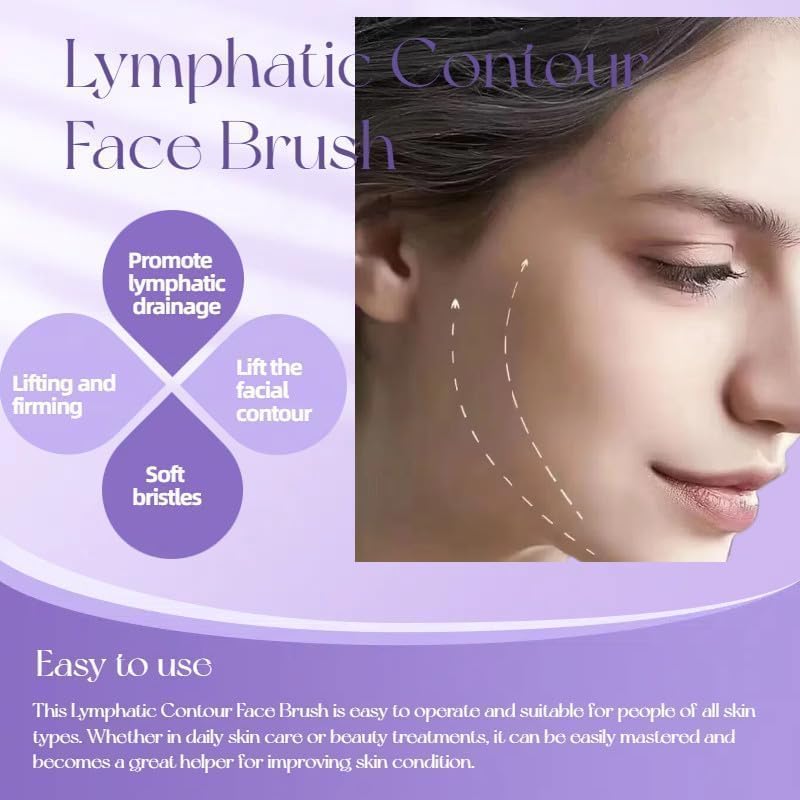 Image of Facial Dry Brush - Lymphatic Contour Face Brush for Lymph Nodes Chin & Jawline Sculpting - Face Brush Contour Brush Facial Cleansing & Lymphatic Drainage Tool for Glowing Skin