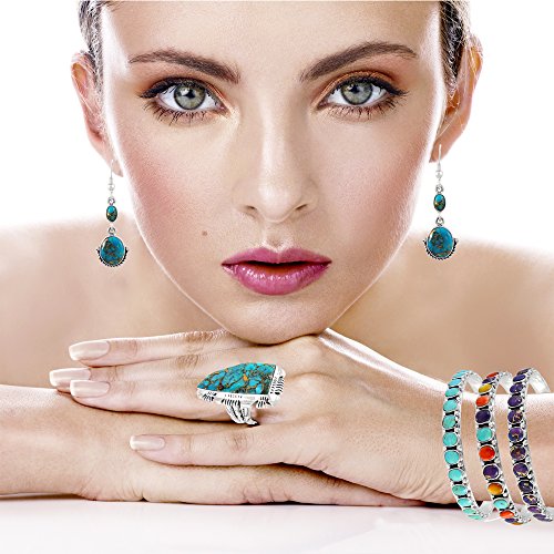 Turquoise Network Stackable 925 Sterling Silver Bangle Bracelet Genuine Gemstones & Gemstones3