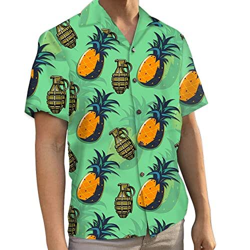 Made In Hawaii Men's Christmas Hawaiian Shirt - Beach Snowmen Print, 100% Cotton Poplin, Authentic Aloha Shirt