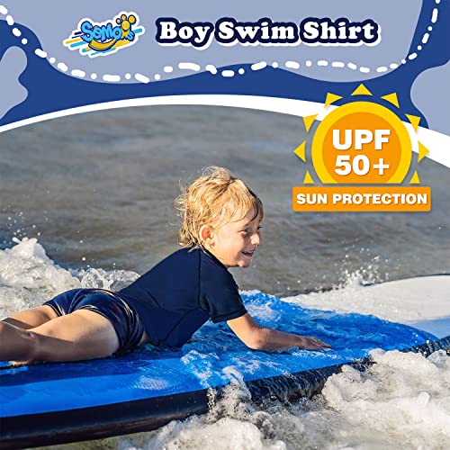 Image of Semois Boys Rash Guard Swim Shirt Short Sleeve Swimwear Toddler Kids Youth Rashguard Water Shirt UPF+ 50 Quick Dry Shirt