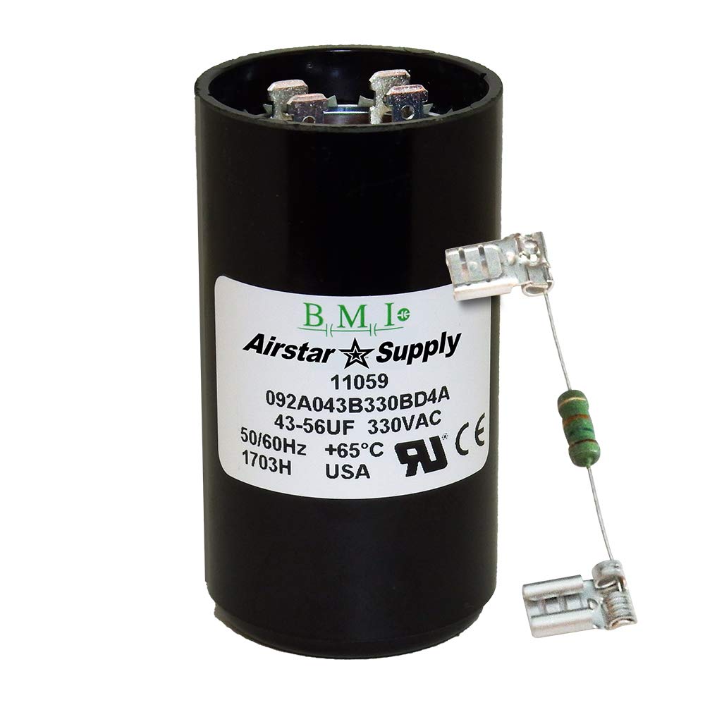 43-56 uF x 330 VAC - BMI/USA Start Capacitor # 092A043B330BD4A with Bleed Resistor