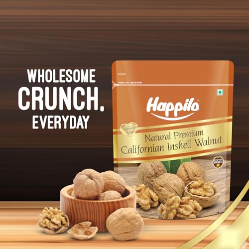 Image of Happilo Pure Californian Raw Inshell Walnut 200g (Pack of 1) | Dry Fruits, Healthy Snacks | Walnuts with Shell | Natural Kashmiri Walnut Kernels | Rich in Protein, Iron & Antioxidants