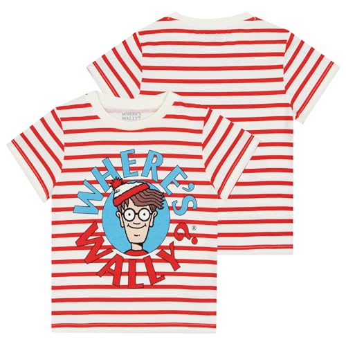 ¿Dónde Está la Camiseta De Wally? | Camiseta Rayas Rojas y Blancas | Camisetas De Niño | Rojo 5-6 Años