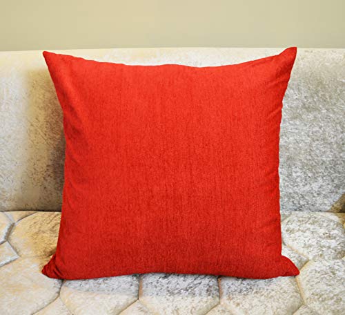 Image of Khooti Molfino Cushion Cover, 24x24 | Red | Pack of 4 | Solid Plain Soft & Smooth, Decorative Cushion Covers for Living Room, Bedroom, Couches, Chairs, Sofas, Beds & Home Decor