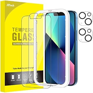 JETech Screen Protector for iPhone 13 mini 5.4-Inch with Camera Lens Protector, Easy-Installation Tool, Tempered Glass Film, 2-Pack Each