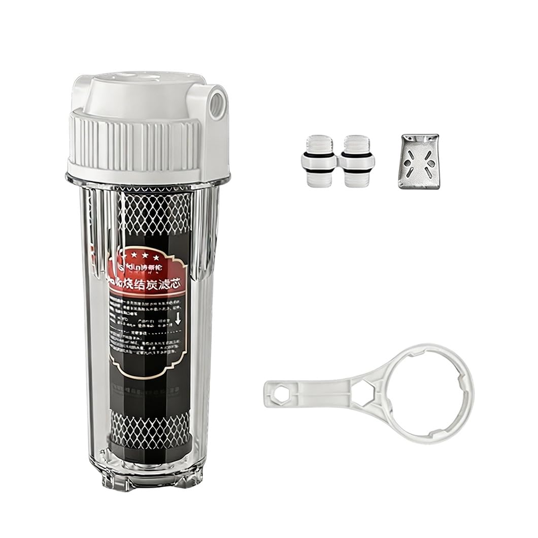 1 Juego Carcasa De Filtro Transparente 10" Con Cartucho De Carbón Sinterizado Antical,conectores 1/2",kit Prefiltración Transparente Toda La Casa Y Debajo Del Fregadero