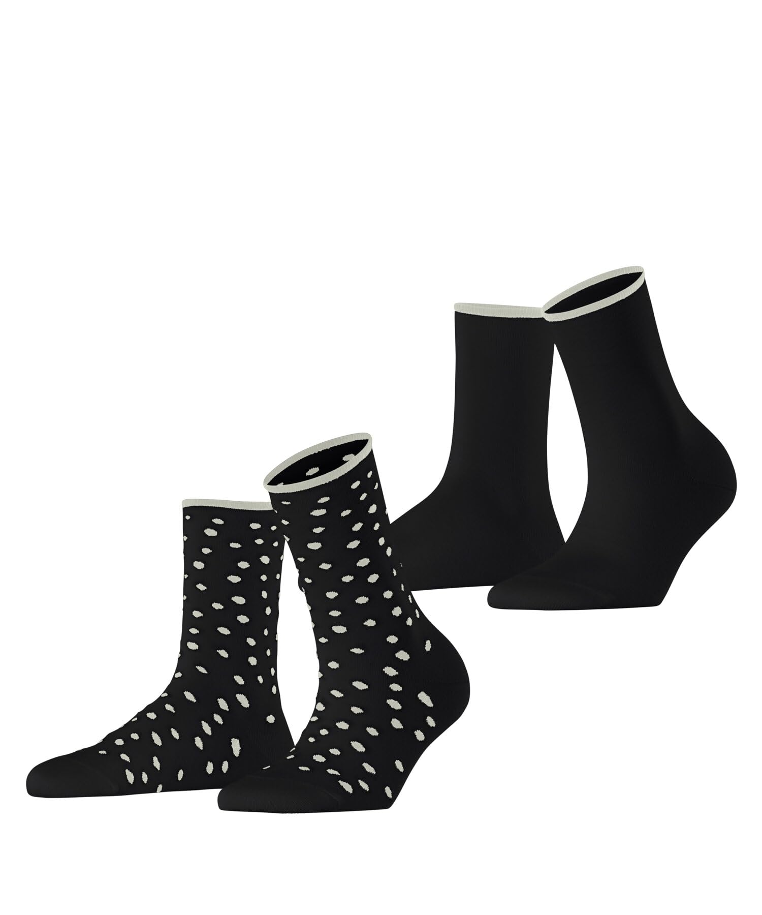 ESPRIT Women's Sketched Dot Multipack W So Cotton Patterned 2 Pairs Socks, Black 3000, 2.5-5