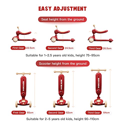 Zoy Zoii 2-In-1 Kick Scooter For Kids,3 Led Light Wheels Toddler Scooter Adjustable Height Handlebars And Removable Seat, Riding Toys For Boys & Girls Aged 3-5-Fantasy Pink #TOP2