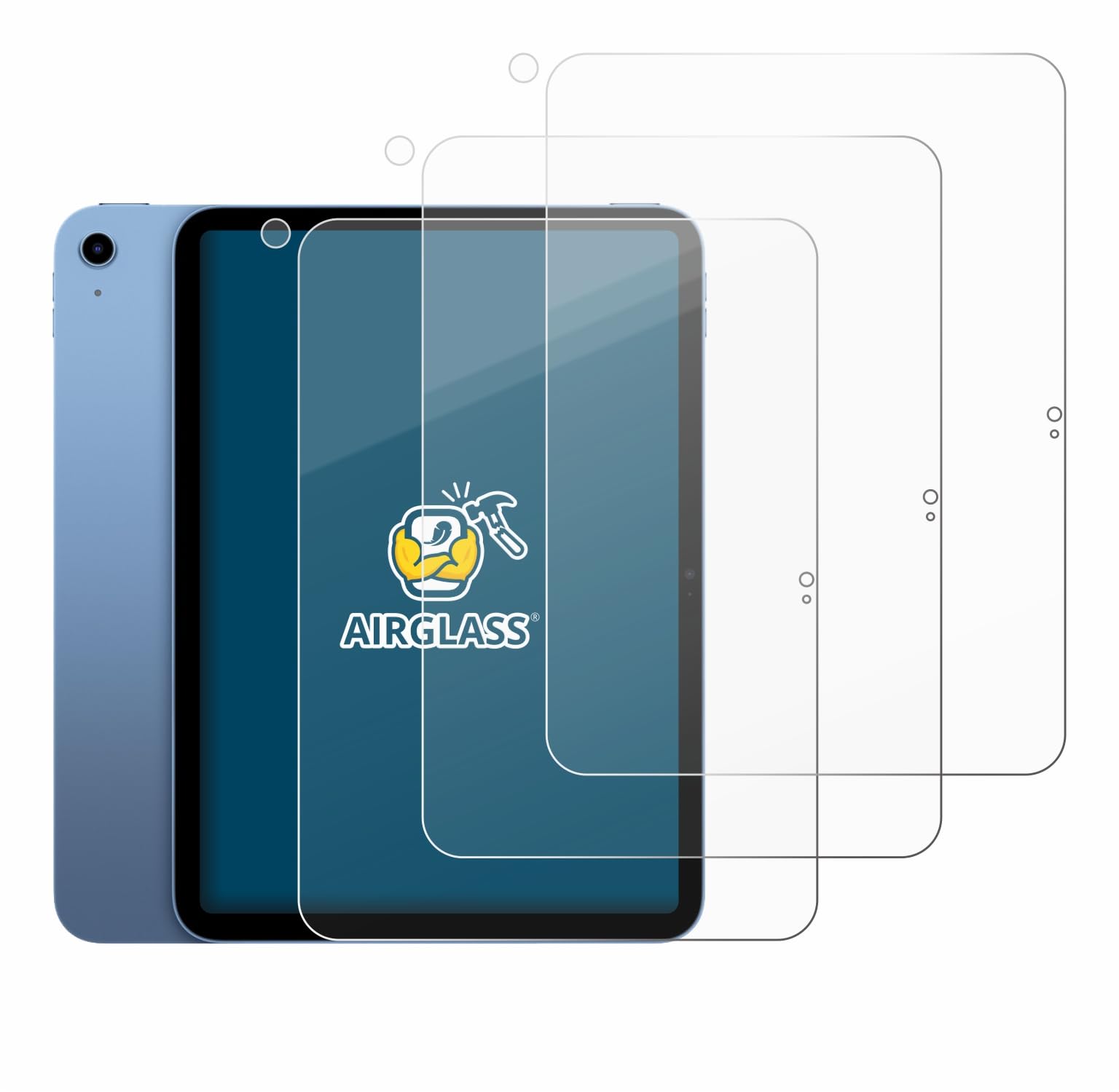 BROTECT 3 Stück Schutzglas für Apple iPad 10.9" 2022 10. Gen. | (Display+Kamera) Transparenter Displayschutz Made in Germany, Schutzfolie Panzer Folie Glas 9H Einfache Montage Clear