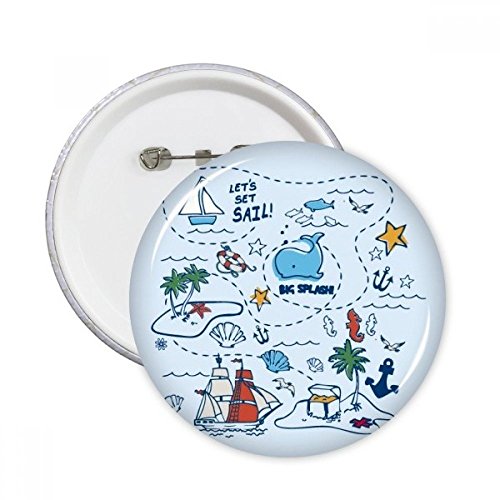 Broches rondes Sail Splash Voyage pour masquer un accroc ou customiser un vêtement fade 5 pcs L