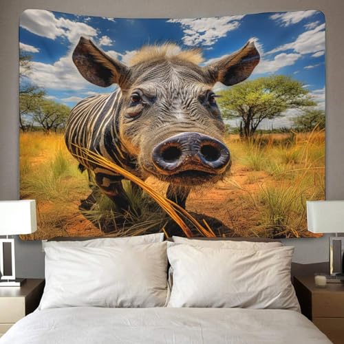 Tapisserie murale effet 3D sanglier sauvage grand tissu déco salon 180x230cm - 4