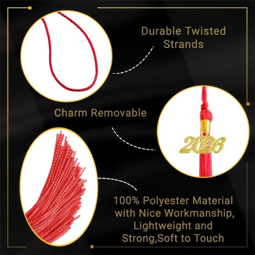 Image of 2026 Tassel Graduation,Red Tassel 2026 for Grad Cap and Graduation Ceremony Accessory Decoration