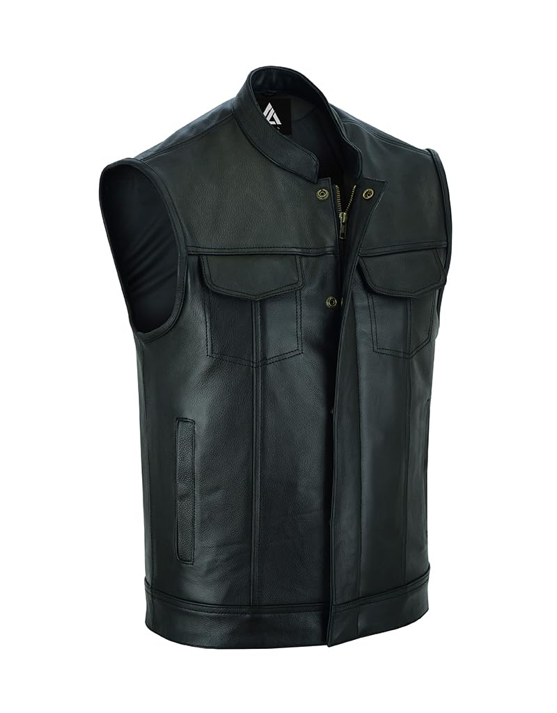 ARIAN Men's SOA Motorcycle Vest for Biker Club Style Vest with Concealed Carry Gun Pocket (as1, alpha, xx_l, regular, regular)