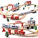 Electric Toddler Wooden Train Set Toy, 88 PCS Train Track Toys for 3 4 5 Years Old Kids, Boys and Girls