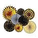 Lot de 8 éventails en papier décoratifs à suspendre - Fleurs en papier gris doré - Décoration murale - Rosace - Décoration pour anniversaire, mariage, festival, Noël