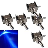 ESUPPORT 12V 20A AMP Blue LED Light Rocker Toggle Switch SPST ON/Off Car Pack of 5